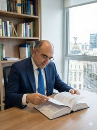 Javier Padilla Pleite leyendo en su oficina. Abogado de familia Madrid experto en arraigo laboral. Javier Padilla Pleite leyendo en su oficina. Abogado de familia Madrid experto en arraigo laboral.